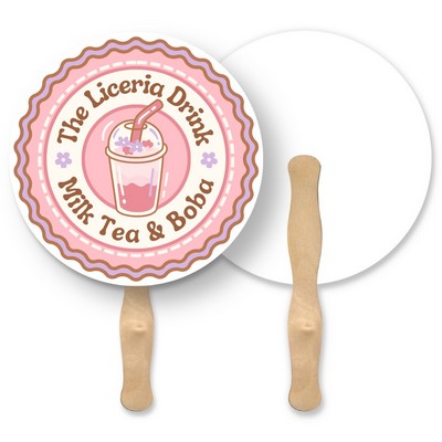 Custom Round Paper Hand Fan with Wooden Handle – Promotional Wedding Program Fan for Events